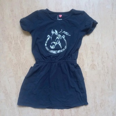 Kleid Mädchen 110/116 dunkelblau TCM 95 % Baumwolle Pferd Hufeisen