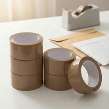 12 Strong Brown Tape Buff Parcel Packing Tape 48MM X 66M Box Sealing Rolls Tapes