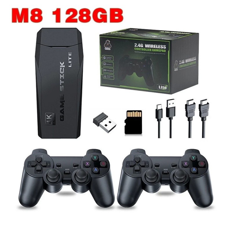 40000 Retro Video Game Console 4K HD TV Game Stick 128GB w/2 Wireless Controller