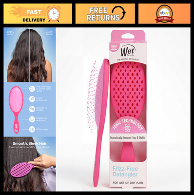 Frizz-Free Detangler Brush with Ionic Technology - Pink, Reduces Static & Smooth