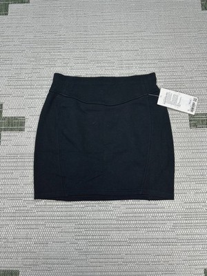 Lululemon Scuba High Rise Mini Skirt Womens Medium Black Logo Cotton Stretch New