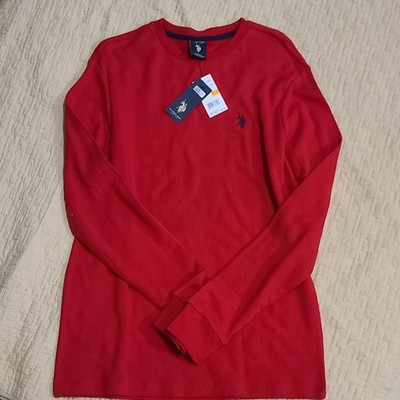 U.S. Polo Assn. Red Cotton Waffle-Knit Pullover Sweater Crew Neck Men's Size S