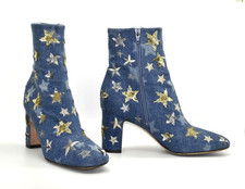 C0 Auténticos Botines VALENTINO GARAVANI Denim Lentejuelas con Estrellas Bordadas Talla 39.5
