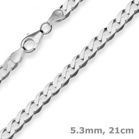 5,3Mm Armband Panzerkette Armschmuck Aus 925 Silber Rhodiniert 21Cm