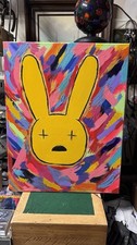 Abstract Pop Art Yellow Bunny Painting Colorful Canvas Wall Art 28x22
