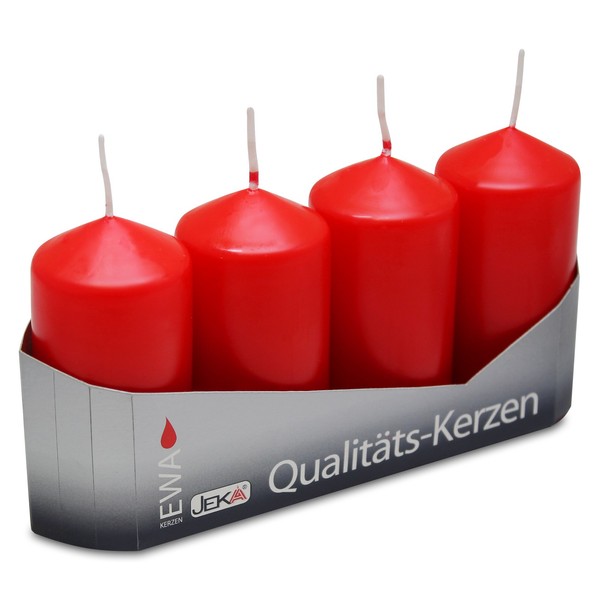 3Er Pack Stumpenkerzen Rot, Ca. 40 X 80 Mm (3 X 4 StüCk) Laternenkerze-image