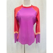 Prana Lorelei Rash Guard Sun Swim Top Medium Purple Red Colorblock Long Sleeve