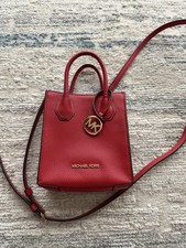 Borsa a tracolla Michael Kors Mercer XS NS Shopper in pelle rosso fiamma
