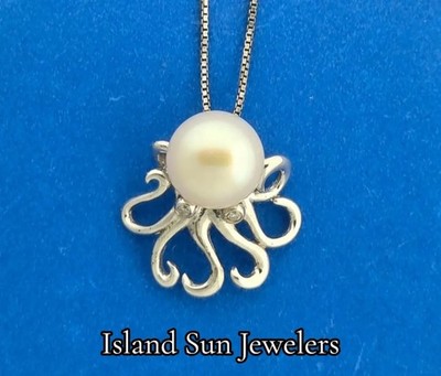 Octopus Pearl Pendant, Sterling Silver