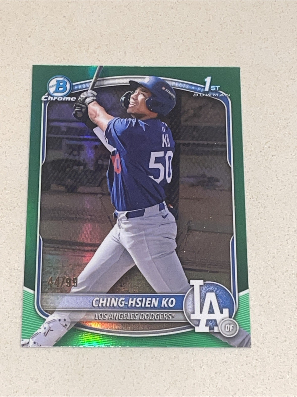 2025 Bowman Chrome Ching-Hsien Ko TRUE GREEN Refractor 1st Bowman #’d /99  LAD