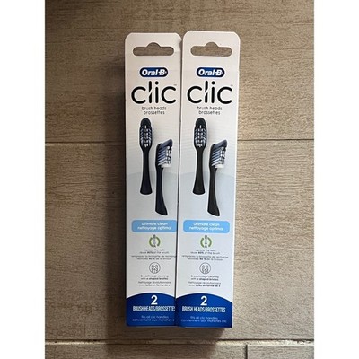 Oral-B Clic Manual Toothbrush Replacement Heads Black 4 Count 2 Packs of 2