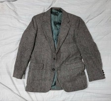 Men's Gray Herringbone Wool Blend Tweed Blazer Sport Coat Jacket 42R
