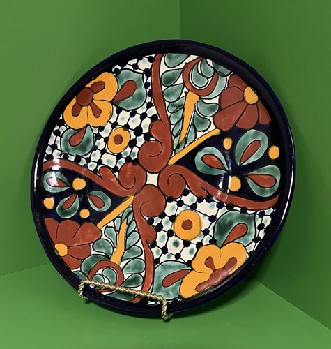 Vintage Artesanias Del Angel Mexican Talavera Pottery Plate HandPainted 10”