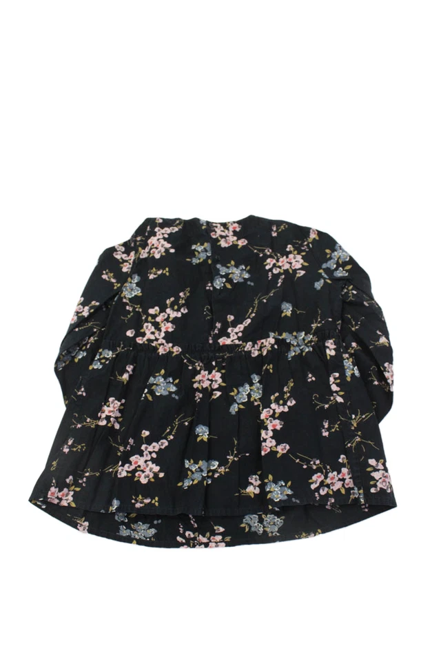 Bonpoint Girls Cotton Long Sleeve Floral Print Blouse3 Blue Size 6 - Image 2 of 4