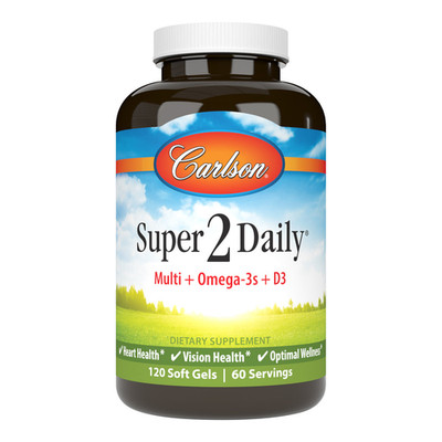 Carlson Labs Super 2 Daily Multiple Formula With Fish Oil & Lutein 120 Softgels