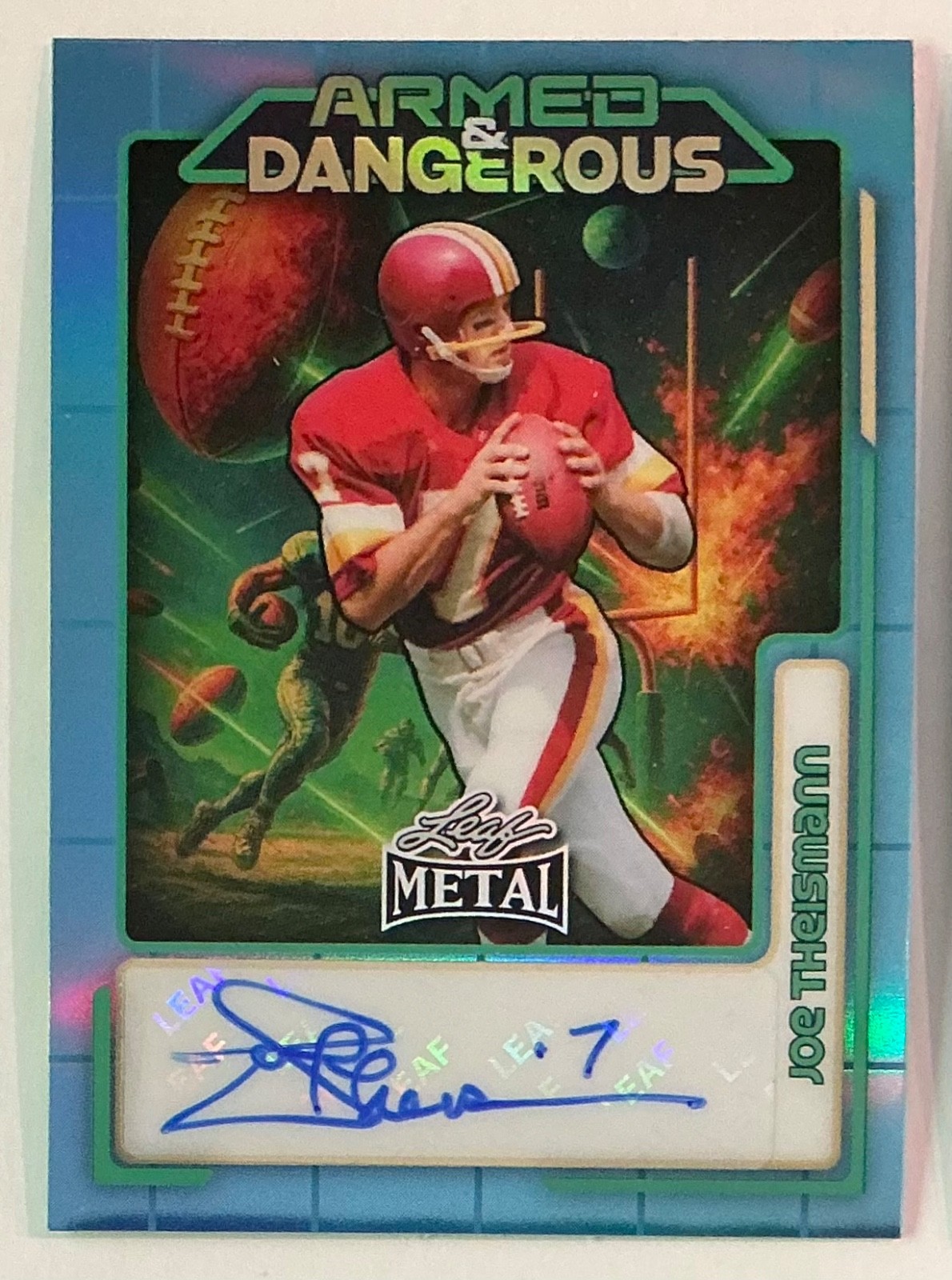 2026 Leaf Metal Joe Theismann Auto Autograph Dangerous Prismatic Blue #d 1/1