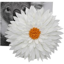 3D Daisy Flower Decorative Pillow - Ivory/Gold