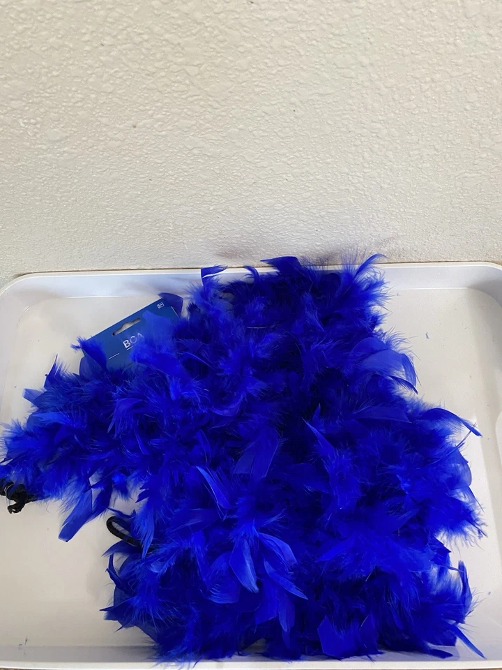 New Blue 72” Royal Blue Feather Boa Adult Children Amscan Halloween Costume Wear - Image 2 of 2