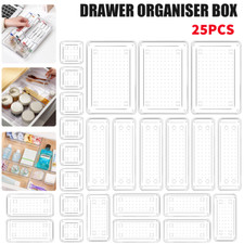 25PCS Draw Organiser Plastic Box Desk Drawer Fridge Trays Makeup Storage Divider