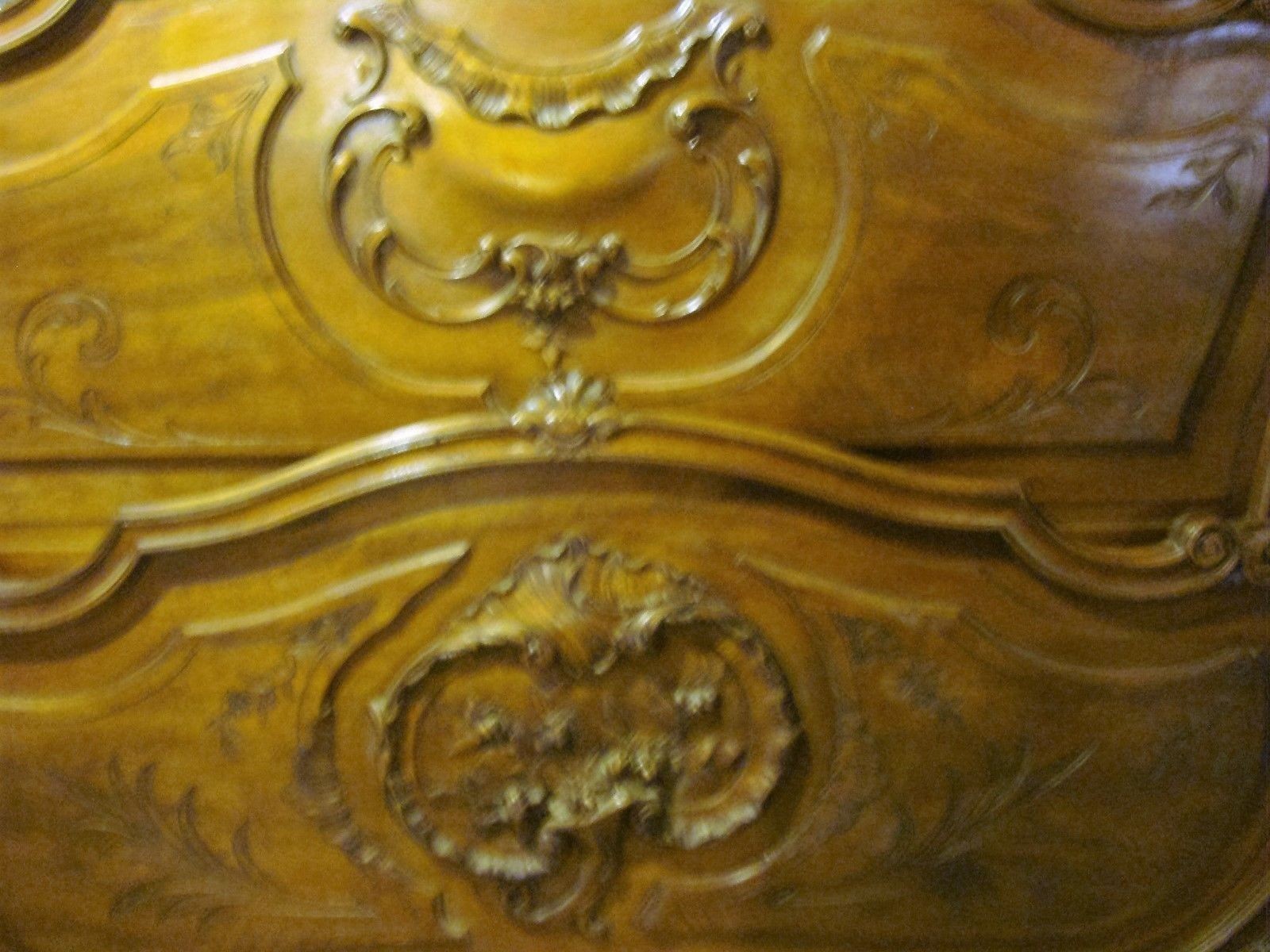 RARE ORNATE ANTIQUE FRENCH BED HEADBOARD AND FOOTBOARD **ON