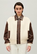 Claudie Pierlot Brown 2 Tone Bomber Jacket Uk6 - Bnwt - Rrp £549 Current Season