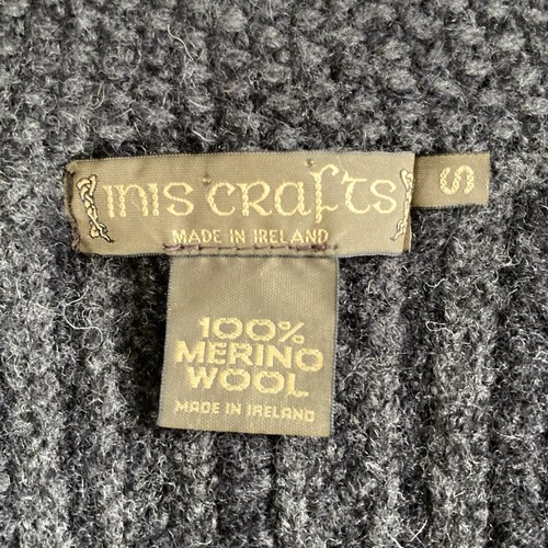 INIS CRAFTS Merinowolle Zopfmuster Strickjacke Pullover grau Gr. X SM ohne Knopflöcher - Bild 4 von 11