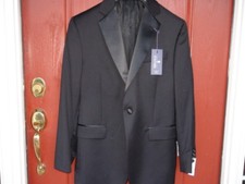 Stafford Tuxedo Jacket size 40R 100 Wool Black Solid Classic fit Front button