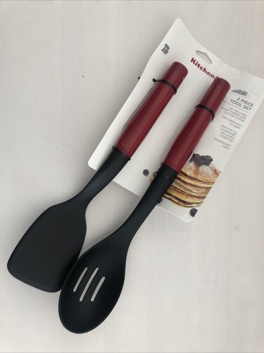 New KitchenAid Empire Red HERA Slotted Spoon and Short Turner - Picture 2 of 3