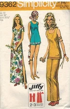 9362 Vintage Simplicity Sewing Pattern Misses Jiffy Dress Pants Tunic 1970's OOP