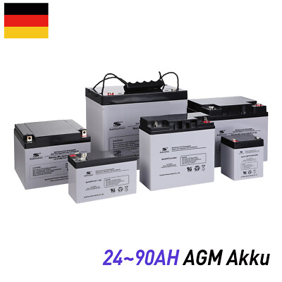Sunstone 12 Volt AGM Akku 24Ah 33Ah 44Ah 55Ah 70Ah 80Ah Batterien USV 10hr