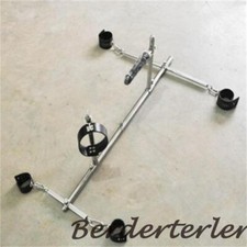 Stainless Steel Frame with PenisPlug Spreader Bar Handcuffs Anklecuffs Lockable