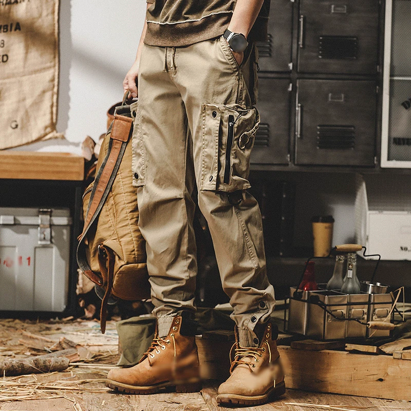 Military Tactical Cotton Cargo Pants Mens Elastic Casual Trousers Zipper Joggers