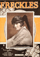 Sheet Music Freckles 1919 Nora Bayes Cliff Hess Howard Johnson Milton Ager Small
