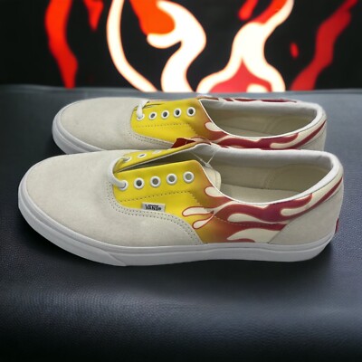 Vans Era Mens size 11.5 White Shoes Classic Low Top Casual Sneaker Flame New