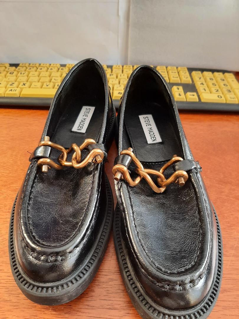 NEW ! Steve Madden Women Meadow Loafer Black Leather Sz 5  display picture 3