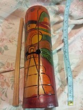 Guatemalan Handmade/Painted Colorful Rare Percussion Instrument w/Stick-Nice 