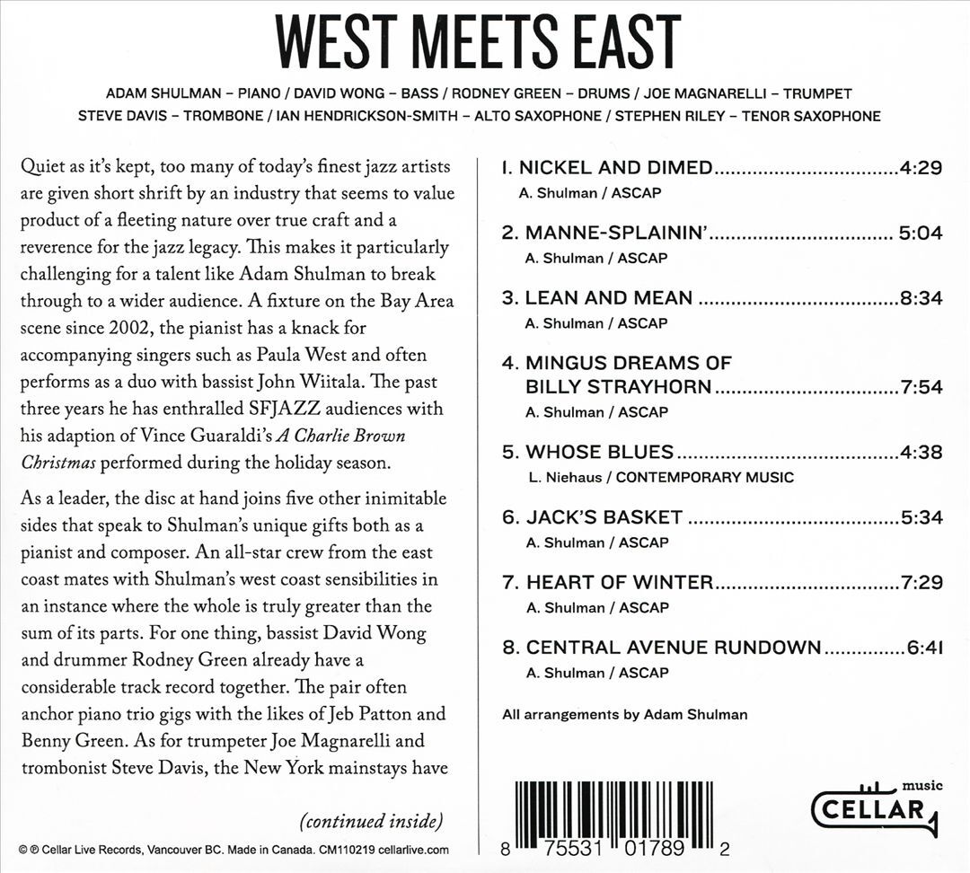 ADAM SHULMAN WEST MEETS EAST NEW CD