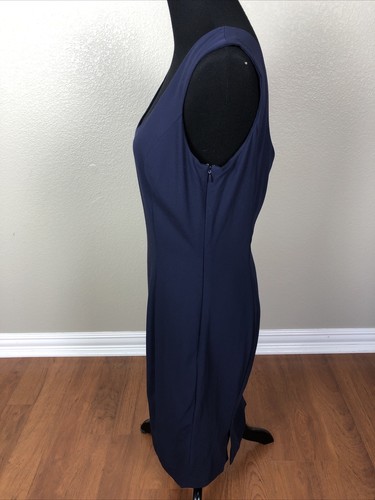 Ralph Lauren Black Label $698 Size 8/10 M 100% Wool Sheath Dress Silk Lined Navy - Picture 5 of 11
