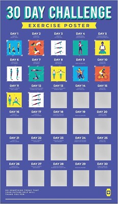 30 Tage Training Fitness Challenge Rubbeln Bucket List Poster