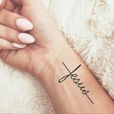 Jesus Script Set of 2 - Jesus Word Tattoo / Religious Tattoo / Christian Tat