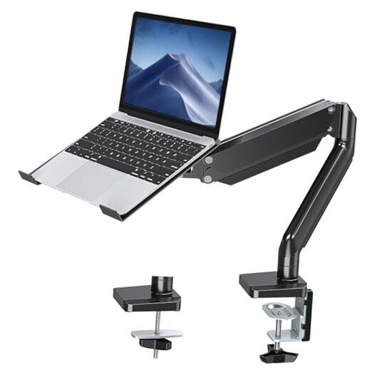 2-in-1 Gas Spring Laptop Stand and Monitor Desk Mount for Versatile Space-Saving Solutions