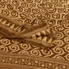 Sanskriti Vintage Brown Sarees Moss Crepe Printed Craft Fabric Sari