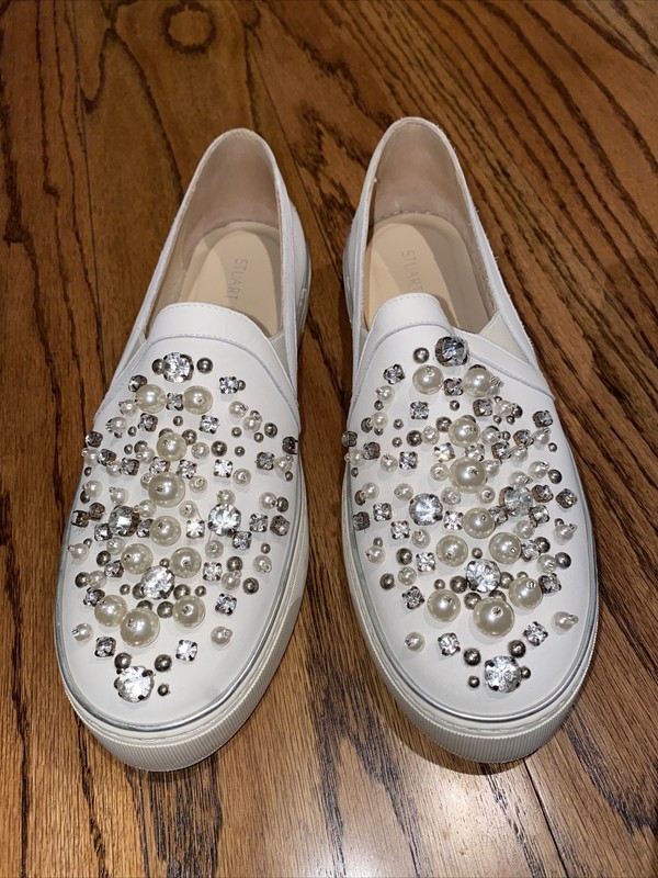 Stuart Weitzman white decor Snow  M 7.5 pre-owned loafers 
