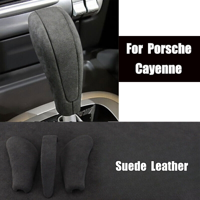 Gray Suede Leather Shift Knob Cover for Porsche Cayenne 2004-2009 Models
