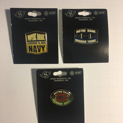 3 NEW NOTRE DAME 2005 FOOTBALL GAME DAY LAPEL PINS BYU , NAVY & MICHIGAN STATE - Picture 2 of 10