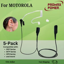[5-Pack] Clear FBI Style Acoustic PTT Earpiece for Motorola XPR3300e, XPR3500