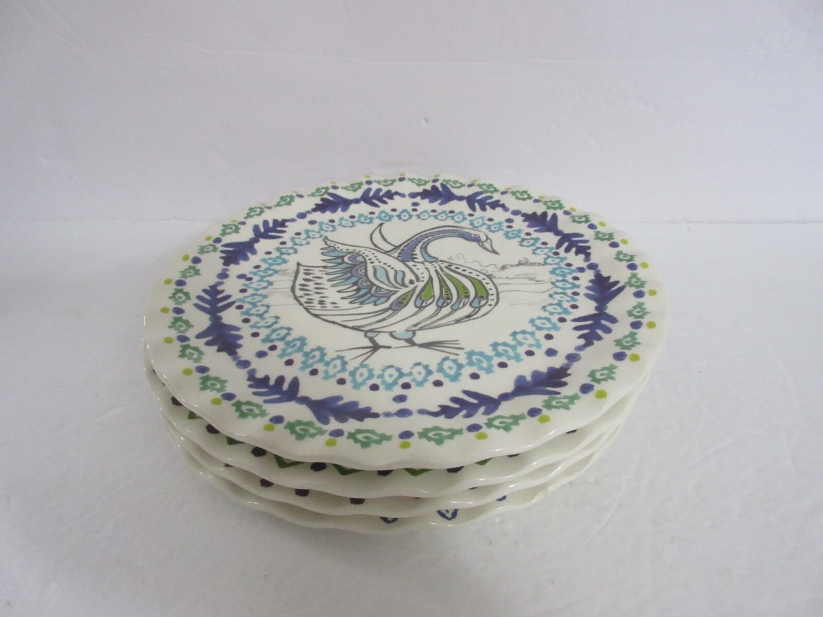 Anthropologie Tula Earthenware Forest Fable Set of Plate Plates