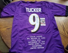 NICE Autographed Custom Ravens Justin Tucker STAT Jersey JSA NFL LE /50 Kicker