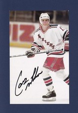 Carey Wilson signed New York Rangers team issued hockey postcard