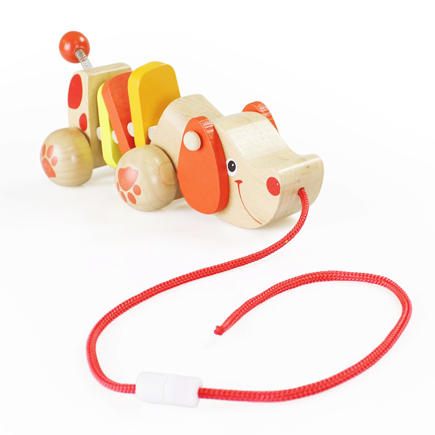 Natural Wood Puppy Dog Pull Toy, Classic Fun for Young Children and